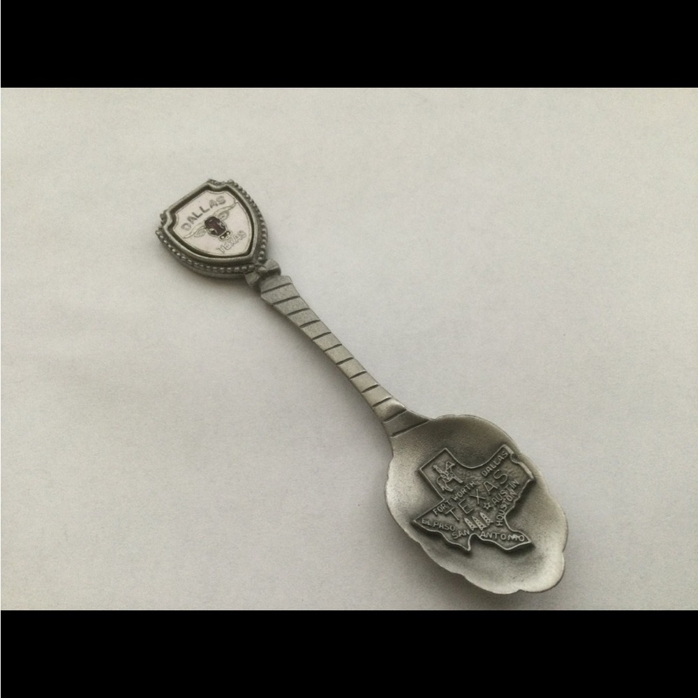 Dallas Texas Pewter Souvenir Small Spoon